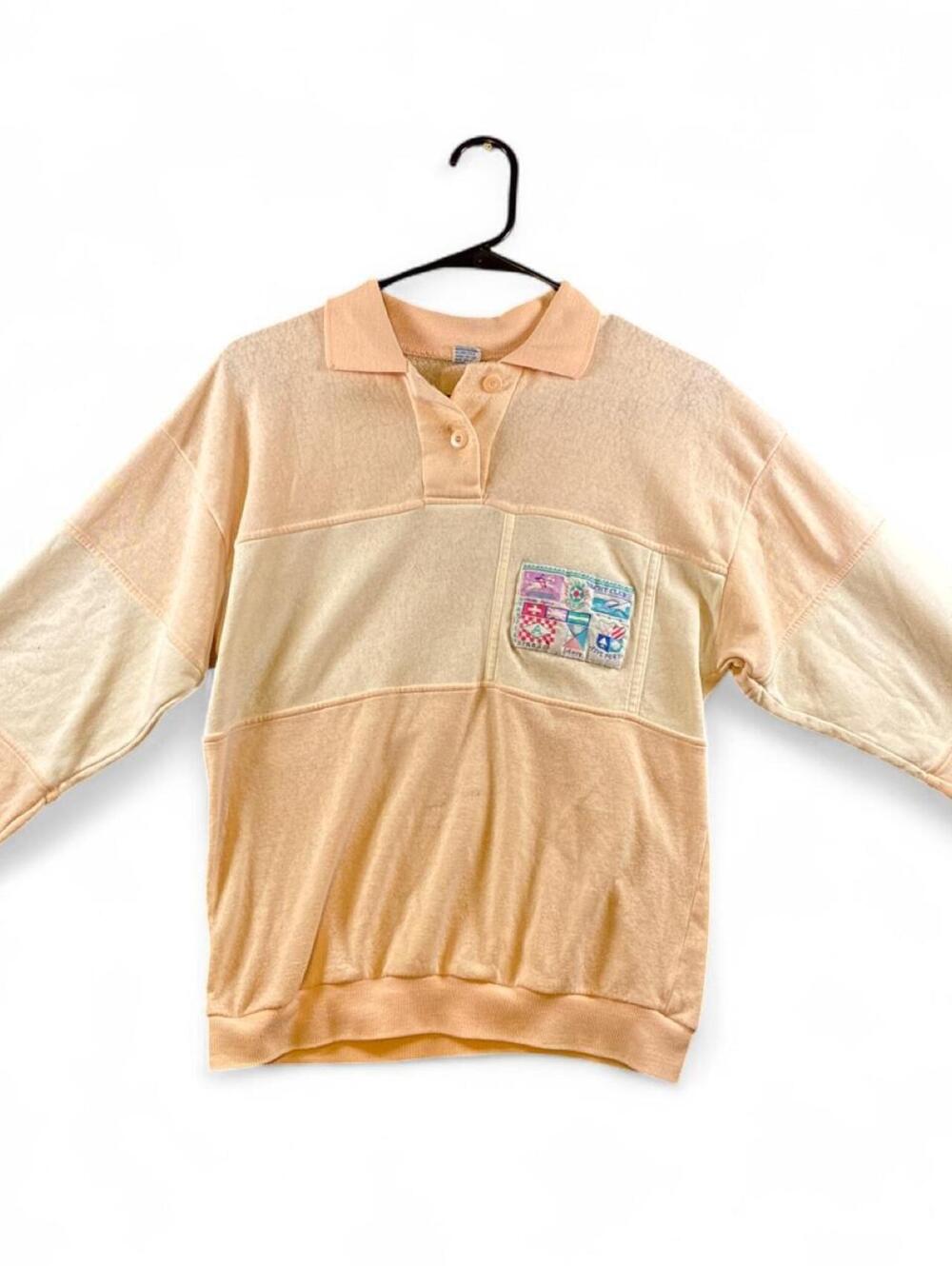 Soho Yacht Club Women's Vintage 90s Light Pink Peachy Orange Tan Sweatshirt